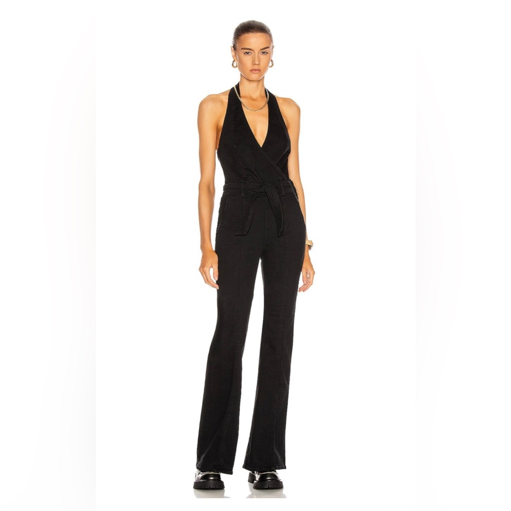 MOTHER Black Halter Wrap Tie-Waist Jumpsuit